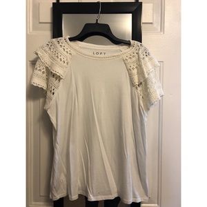 White Shirt w/ Crochet Sleeve